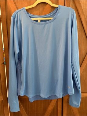 UNDER ARMOUR HeatGear Fitted Long Sleeve Activewear Top Light Blue SIZE XL